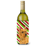 Norwich Terrier Candy Cane Holiday Christmas Wine Bottle Beverage Insulator Beverage Insulator Hugger
