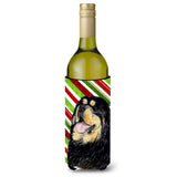 Tibetan Mastiff Candy Cane Holiday Christmas Wine Bottle Beverage Insulator Beverage Insulator Hugger
