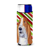 Basset Hound Candy Cane Holiday Christmas Ultra Beverage Insulators For Slim Cans Ss4597Muk
