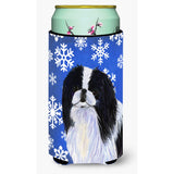 Japanese Chin Winter Snowflakes Holiday Tall Boy Beverage Insulator Beverage Insulator Hugger