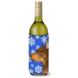 Doberman Winter Snowflakes Holiday Wine Bottle Beverage Insulator Beverage Insulator Hugger Ss4606Literk
