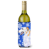Borzoi Winter Snowflakes Holiday Wine Bottle Beverage Insulator Beverage Insulator Hugger