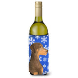 Doberman Winter Snowflakes Holiday Wine Bottle Beverage Insulator Beverage Insulator Hugger Ss4617Literk