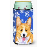 Corgi Winter Snowflakes Holiday Tall Boy Beverage Insulator Beverage Insulator Hugger