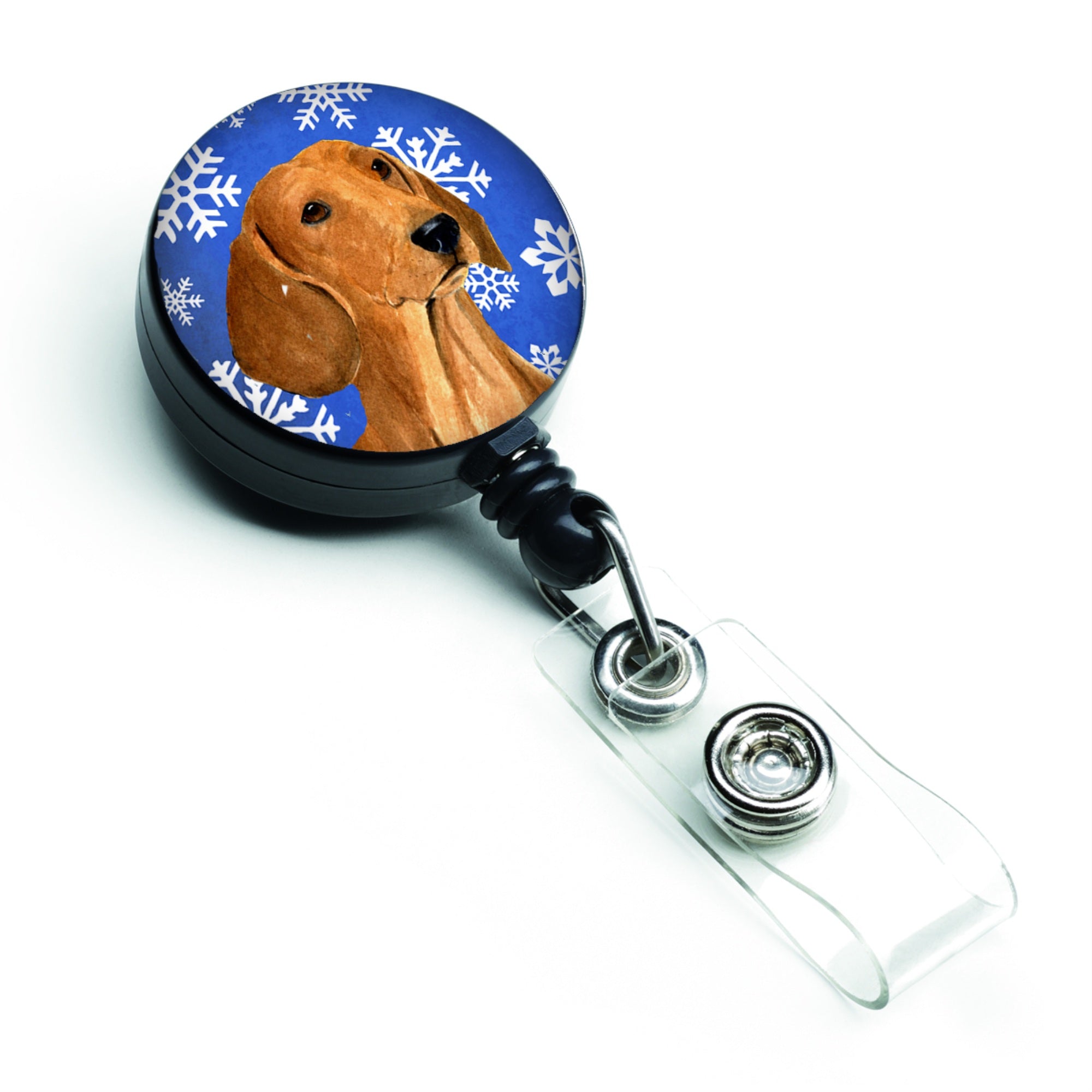 Caroline'S Treasures Dachshund Winter Snowflakes Holiday Retractable Badge Reel, Multicolor (Ss4625Br)