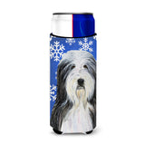 Bearded Collie Winter Snowflakes Holiday Ultra Beverage Insulators For Slim Cans Ss4635Muk