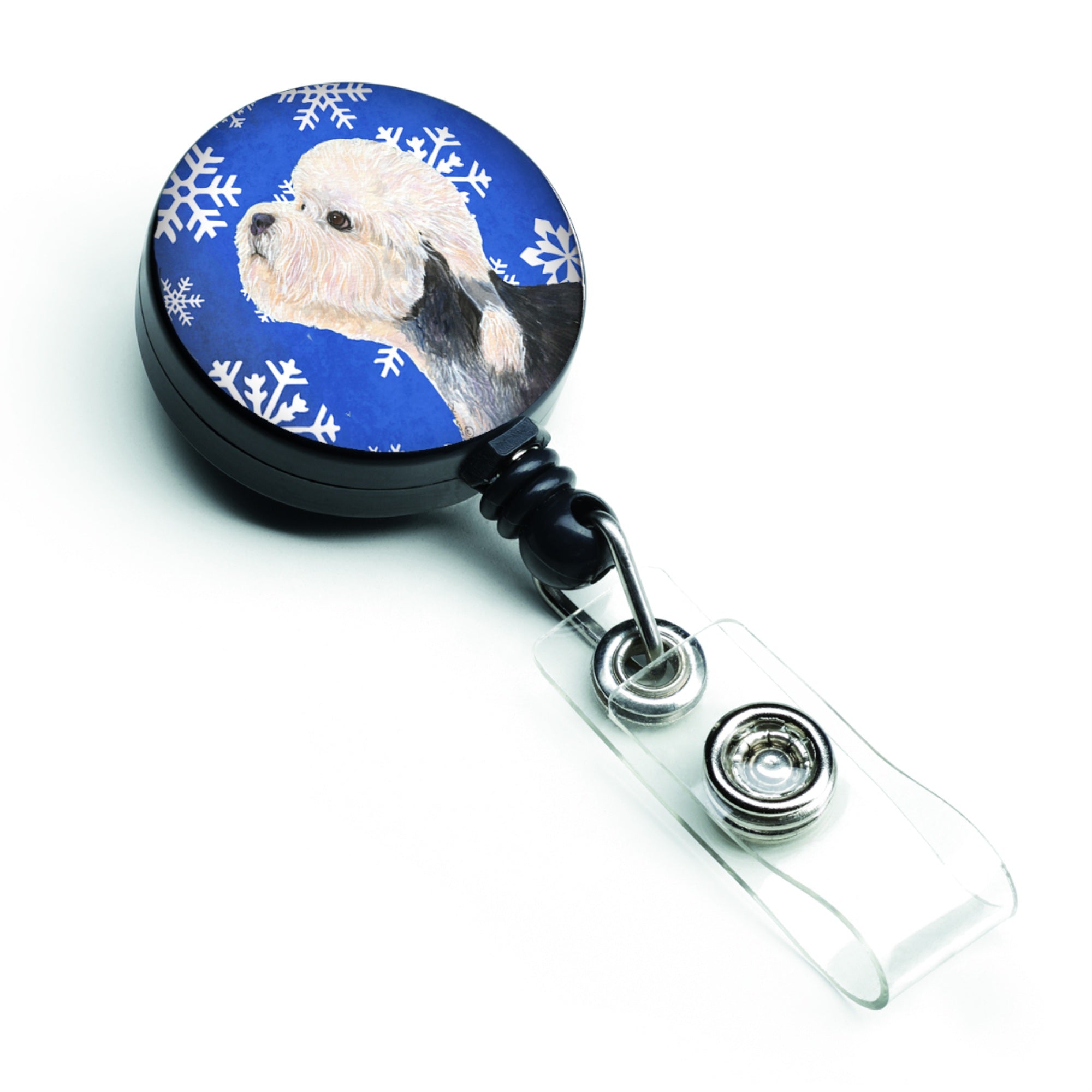 Caroline'S Treasures Dandie Dinmont Terrier Winter Snowflakes Retractable Badge Reel, Multicolor (Ss4641Br)