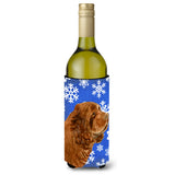 Sussex Spaniel Winter Snowflakes Holiday Wine Bottle Beverage Insulator Beverage Insulator Hugger