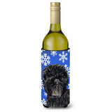Affenpinscher Winter Snowflakes Holiday Wine Bottle Beverage Insulator Beverage Insulator Hugger