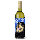 Tibetan Mastiff Winter Snowflakes Holiday Wine Bottle Beverage Insulator Beverage Insulator Hugger