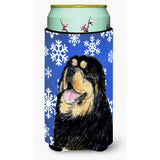 Tibetan Mastiff Winter Snowflakes Holiday Tall Boy Beverage Insulator Beverage Insulator Hugger