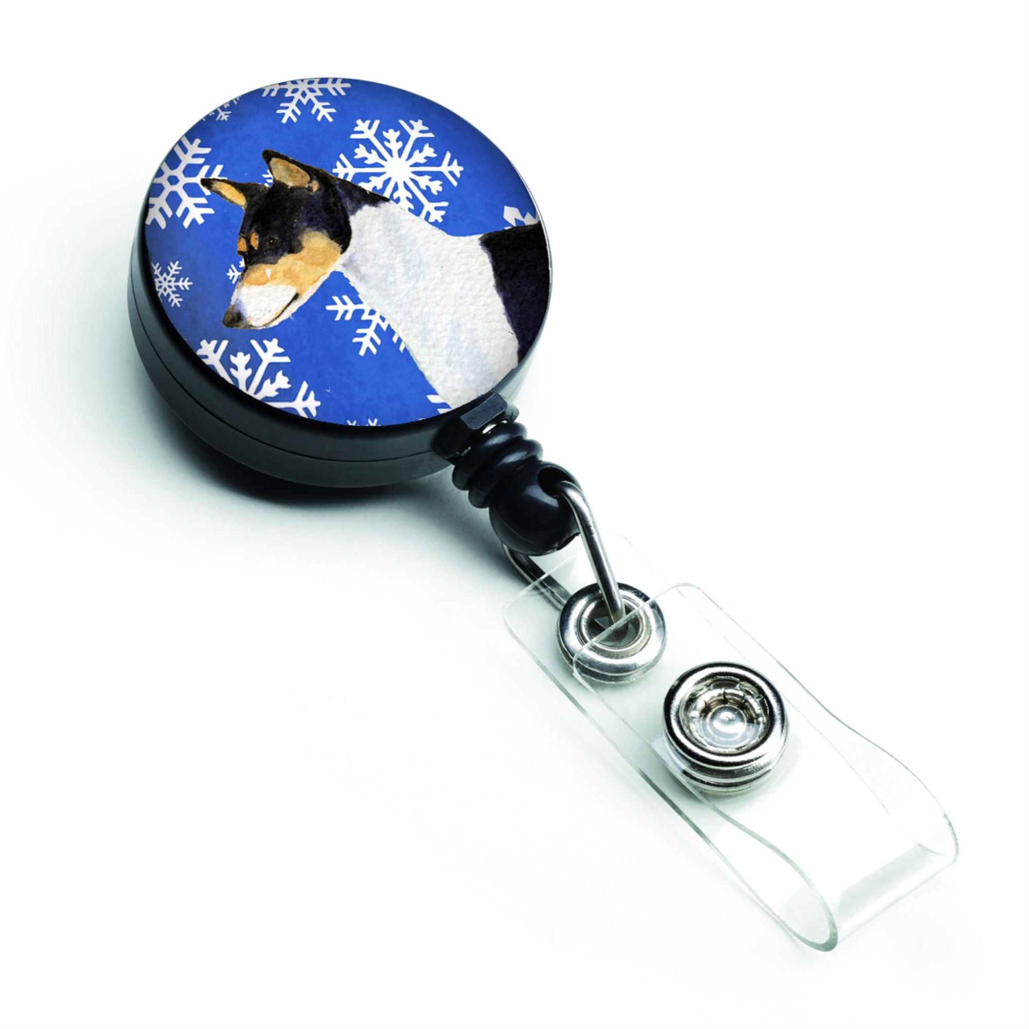 Caroline'S Treasures Basenji Winter Snowflakes Holiday Retractable Badge Reel, Multicolor (Ss4652Br)