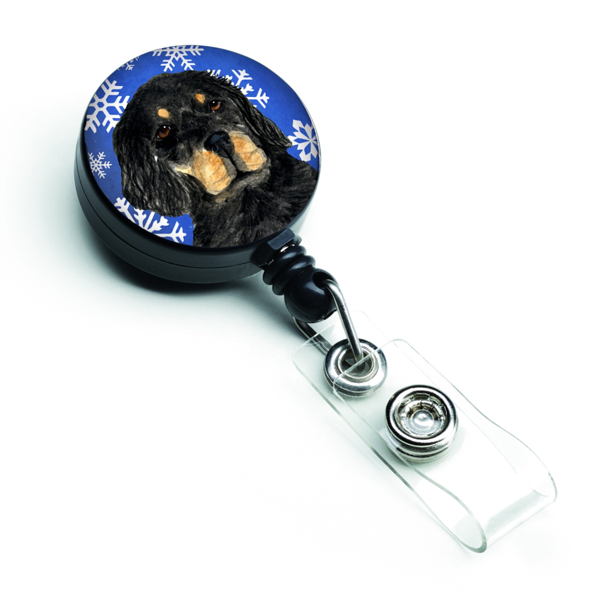 Caroline'S Treasures Gordon Setter Winter Snowflakes Holiday Retractable Badge Reel, Multicolor (Ss4653Br)