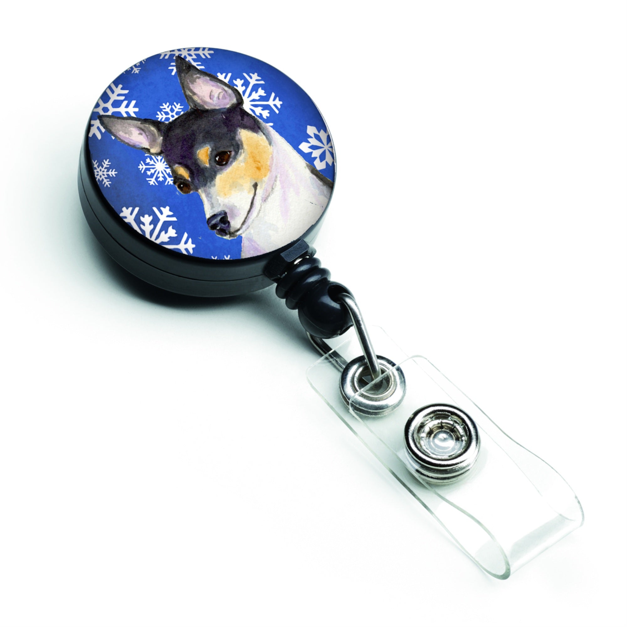 Caroline'S Treasures Chihuahua Winter Snowflakes Holiday Retractable Badge Reel, Multicolor (Ss4656Br)