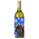 French Bulldog Winter Snowflakes Holiday Wine Bottle Beverage Insulator Beverage Insulator Hugger Ss4657Literk