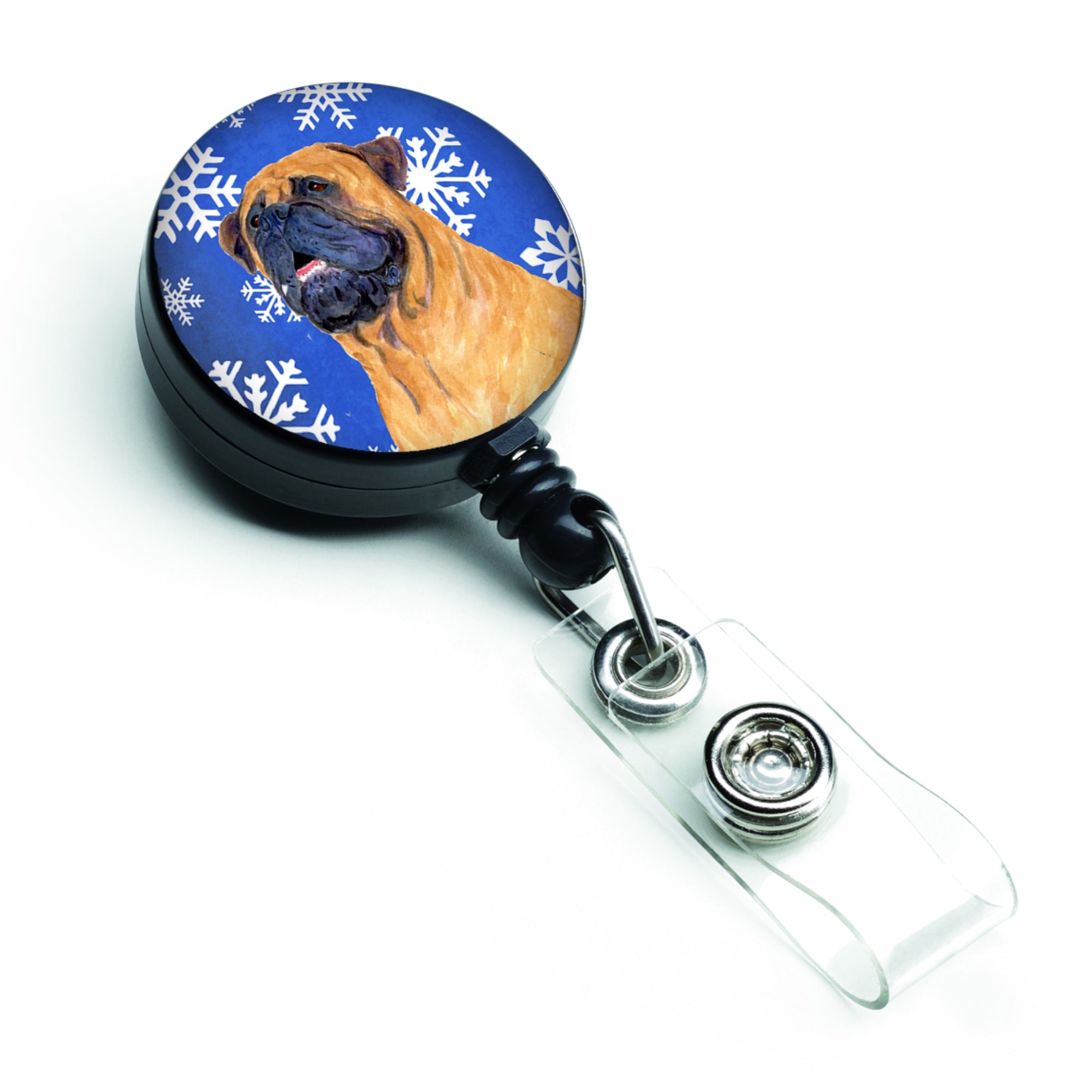 Caroline'S Treasures Mastiff Winter Snowflakes Holiday Retractable Badge Reel, Multicolor (Ss4658Br)