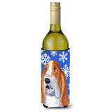 Basset Hound Winter Snowflakes Holiday Wine Bottle Beverage Insulator Beverage Insulator Hugger Ss4666Literk