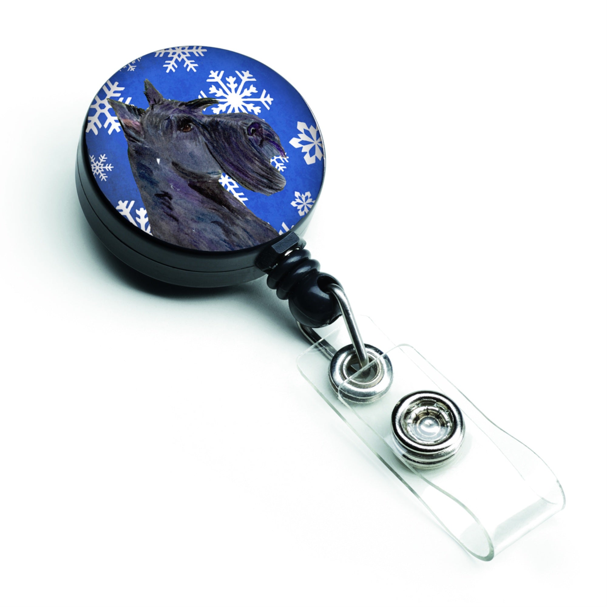 Caroline'S Treasures Scottish Terrier Winter Snowflakes Holiday Retractable Badge Reel, Multicolor (Ss4667Br)