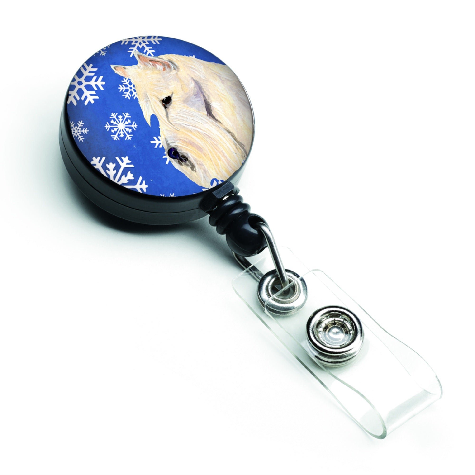 Caroline'S Treasures Scottish Terrier Winter Snowflakes Holiday Retractable Badge Reel, Multicolor (Ss4668Br)