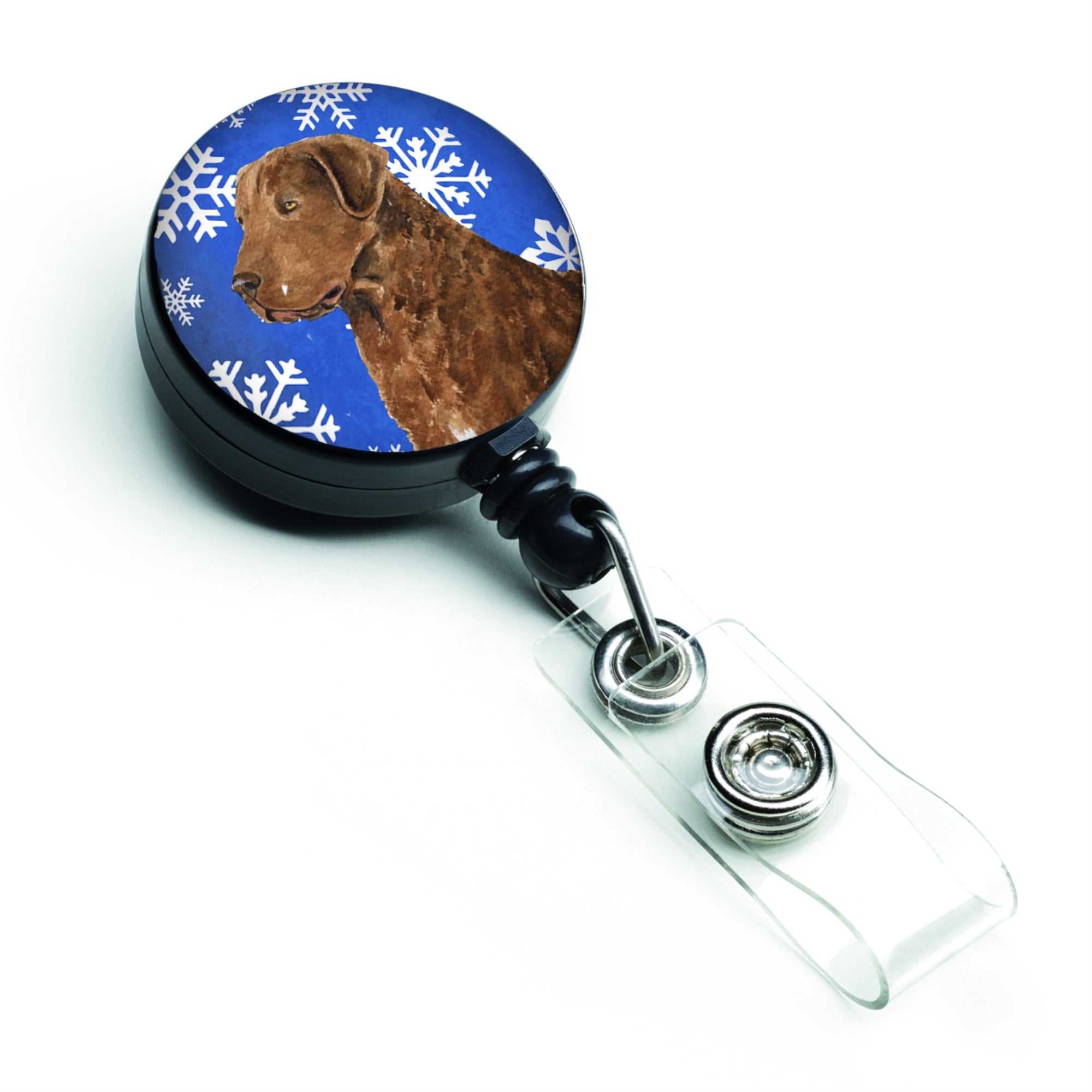 Caroline'S Treasures Chesapeake Bay Retriever Winter Snowflakes Retractable Badge Reel, Multicolor (Ss4669Br)