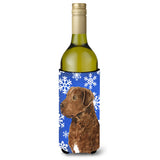Chesapeake Bay Retriever Winter Snowflakes Holiday Wine Bottle Beverage Insulator Beverage Insulator Hugger
