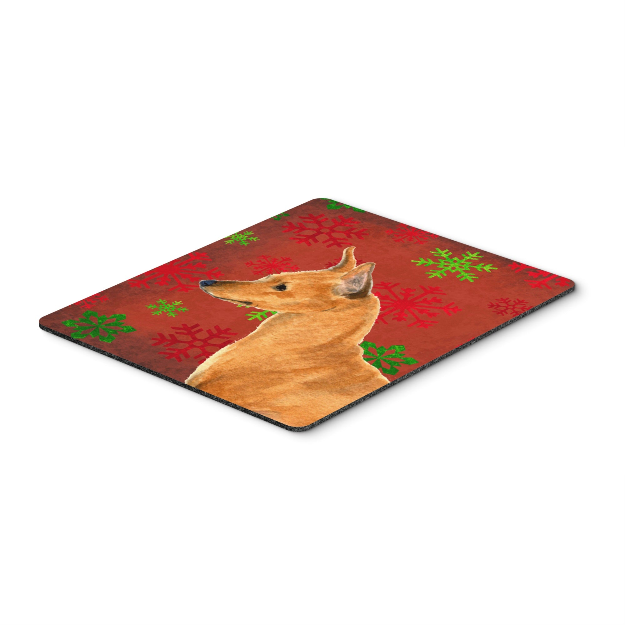 Caroline'S Treasures Min Pin Red And Green Snowflakes Holiday Christmas Mouse Pad, Hot Pad/Trivet (Ss4673Mp)