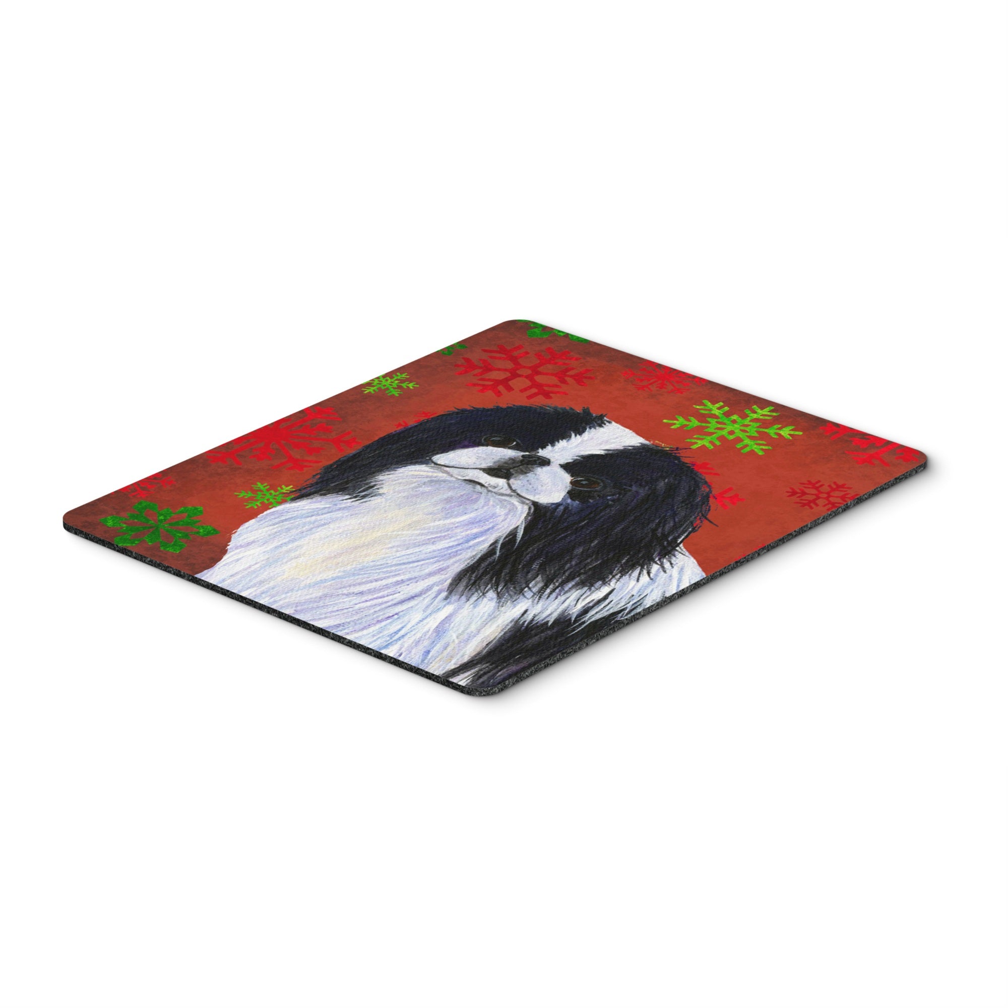 Caroline'S Treasures Japanese Chin Red & Green Snowflakes Christmas Mouse Pad/Hot Pad/Trivet (Ss4674Mp)