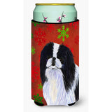 Japanese Chin Snowflakes Holiday Christmas Tall Boy Beverage Insulator Beverage Insulator Hugger