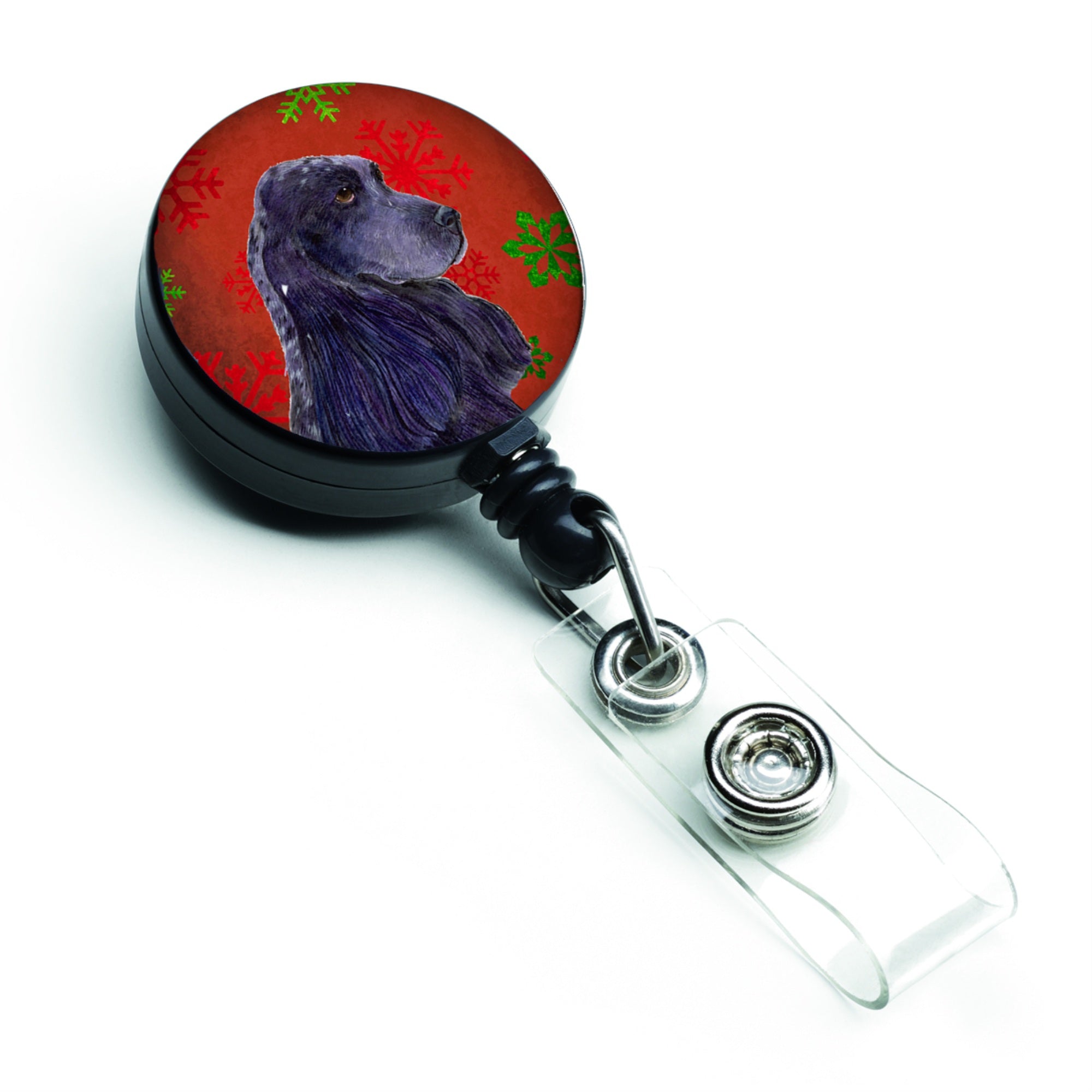 Caroline'S Treasures Cocker Spaniel Red Green Snowflake Christmas Badge Reel, Multicolor (Ss4678Br)
