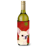 Chihuahua Snowflakes Holiday Christmas Wine Bottle Beverage Insulator Beverage Insulator Hugger