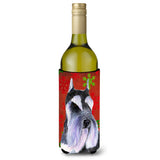 Schnauzer Snowflakes Holiday Christmas Wine Bottle Beverage Insulator Beverage Insulator Hugger