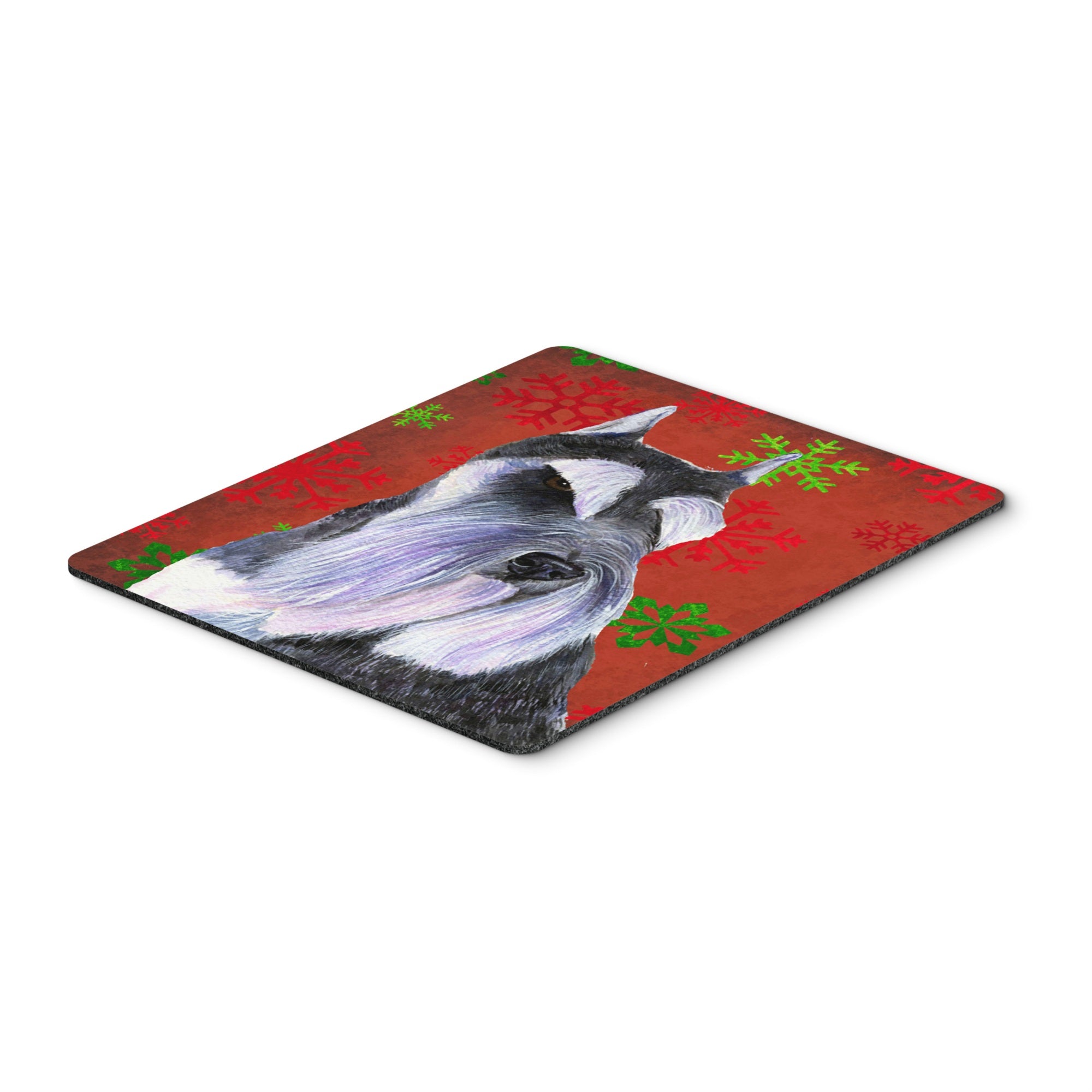 Caroline'S Treasures Schnauzer Red & Green Snowflakes Christmas Mouse Pad/Hot Pad/Trivet (Ss4684Mp)