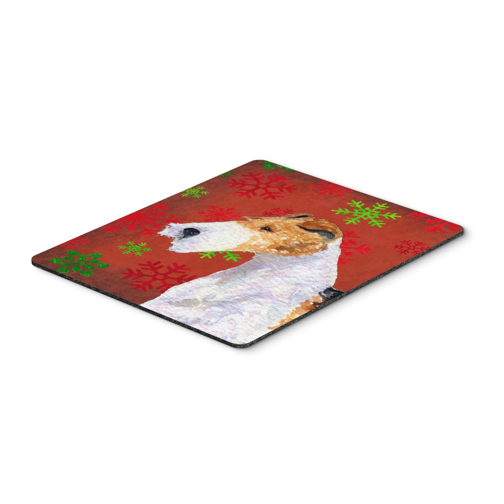 Caroline'S Treasures Fox Terrier Red & Green Snowflakes Christmas Mouse Pad/Hot Pad/Trivet (Ss4685Mp)