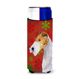 Fox Terrier Red And Green Snowflakes Holiday Christmas Ultra Beverage Insulators For Slim Cans Ss4685Muk