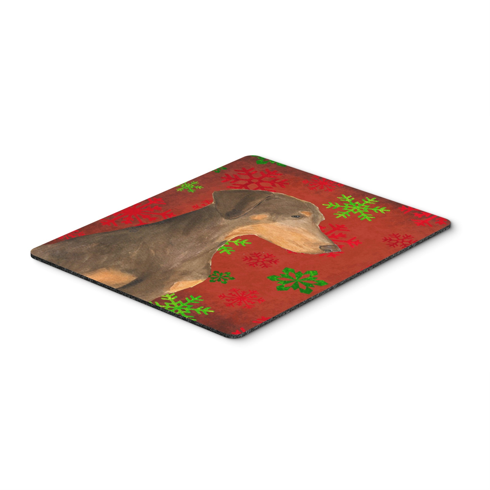 Caroline'S Treasures Doberman Red & Green Snowflakes Christmas Mouse Pad/Hot Pad/Trivet (Ss4686Mp)
