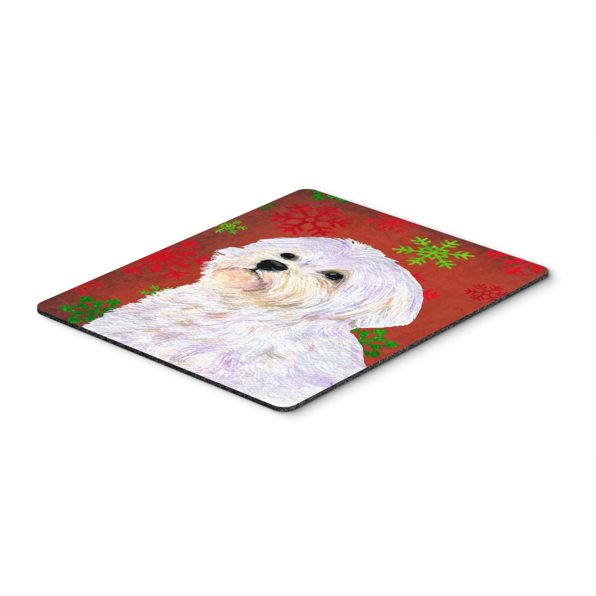 Caroline'S Treasures Maltese Red And Green Snowflakes Holiday Christmas Mouse Pad, Hot Pad/Trivet (Ss4688Mp)