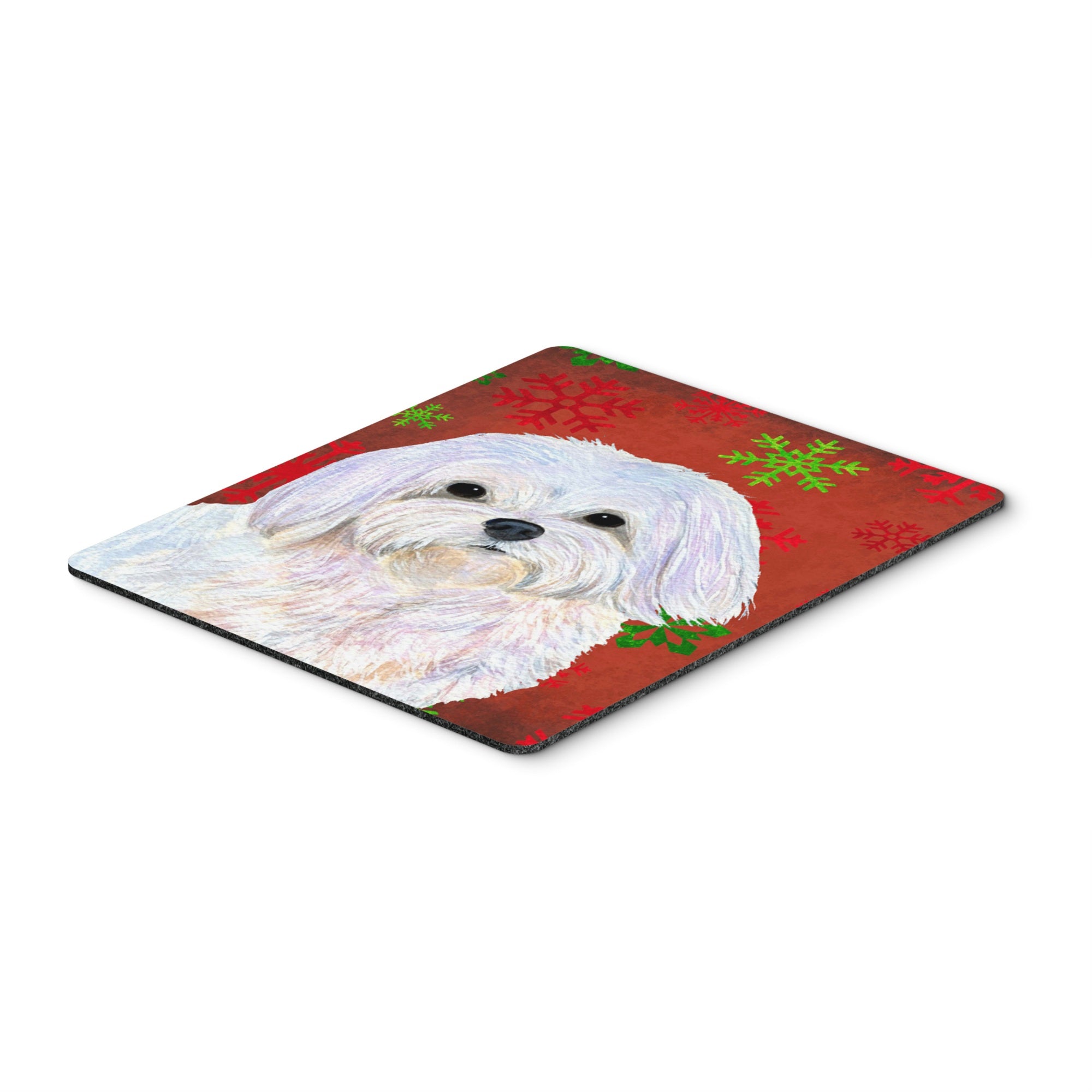 Caroline'S Treasures Maltese Red And Green Snowflakes Holiday Christmas Mouse Pad, Hot Pad/Trivet (Ss4689Mp)