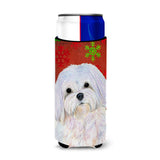 Maltese Red And Green Snowflakes Holiday Christmas Ultra Beverage Insulators For Slim Cans Ss4689Muk