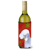 Bedlington Terrier Snowflakes Holiday Christmas Wine Bottle Beverage Insulator Beverage Insulator Hugger