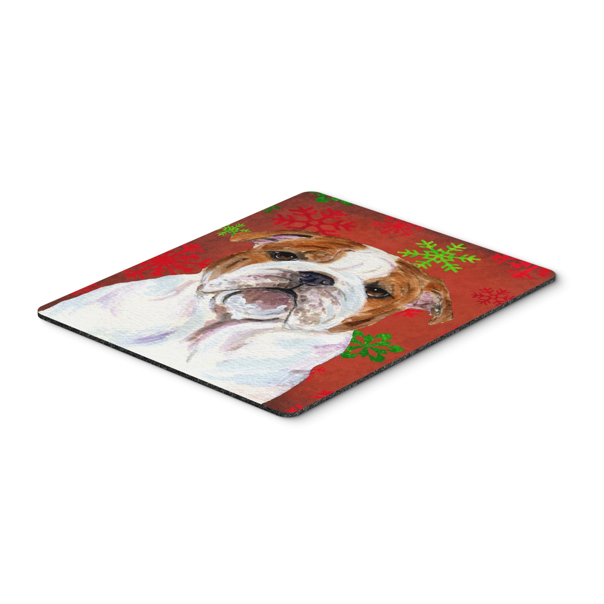 Caroline'S Treasures Bulldog English Red And Green Snowflakes Christmas Mouse Pad, Hot Pad/Trivet (Ss4691Mp)