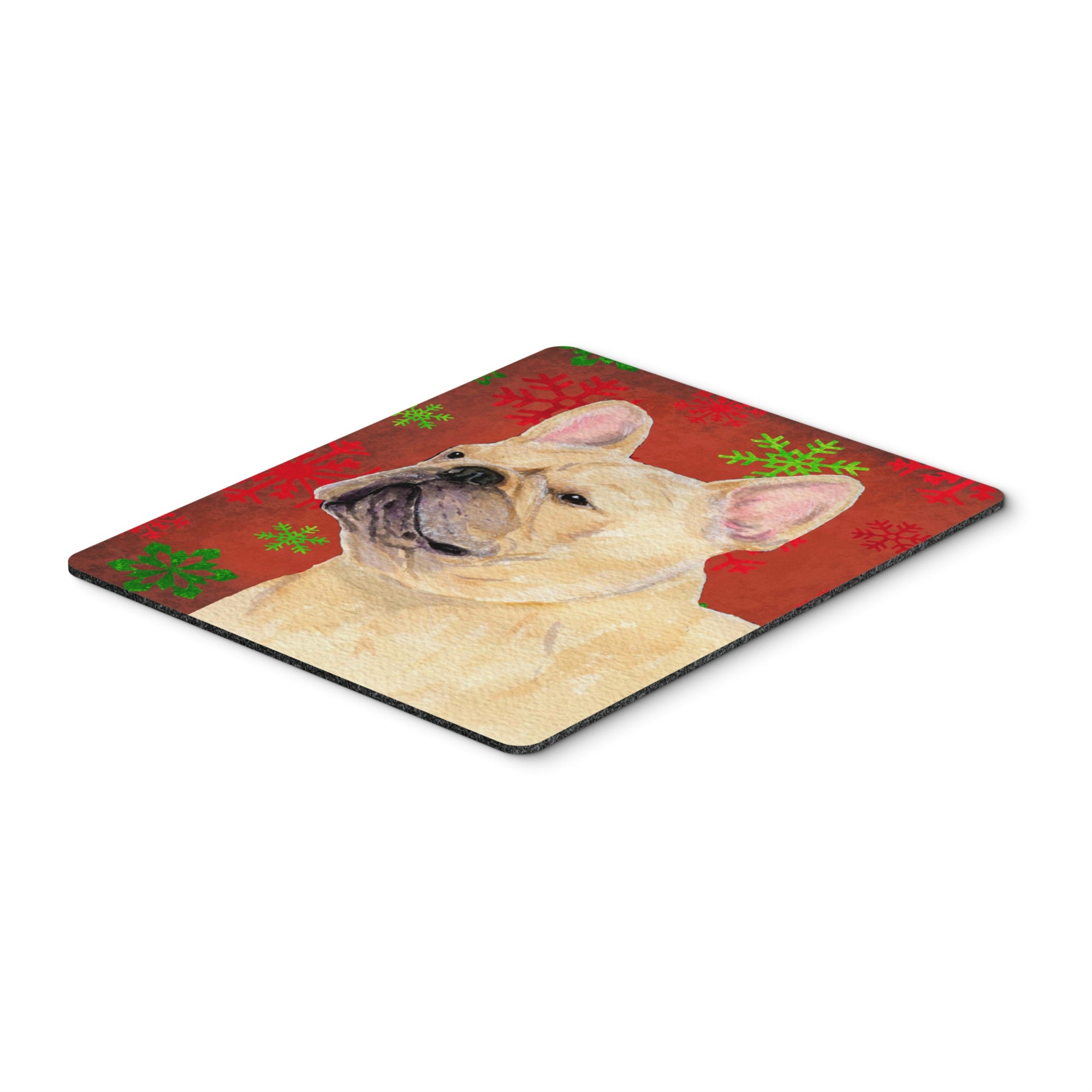 Caroline'S Treasures French Bulldog Red & Green Snowflakes Christmas Mouse Pad/Hot Pad/Trivet (Ss4692Mp)