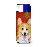Corgi Red And Green Snowflakes Holiday Christmas Ultra Beverage Insulators For Slim Cans Ss4693Muk