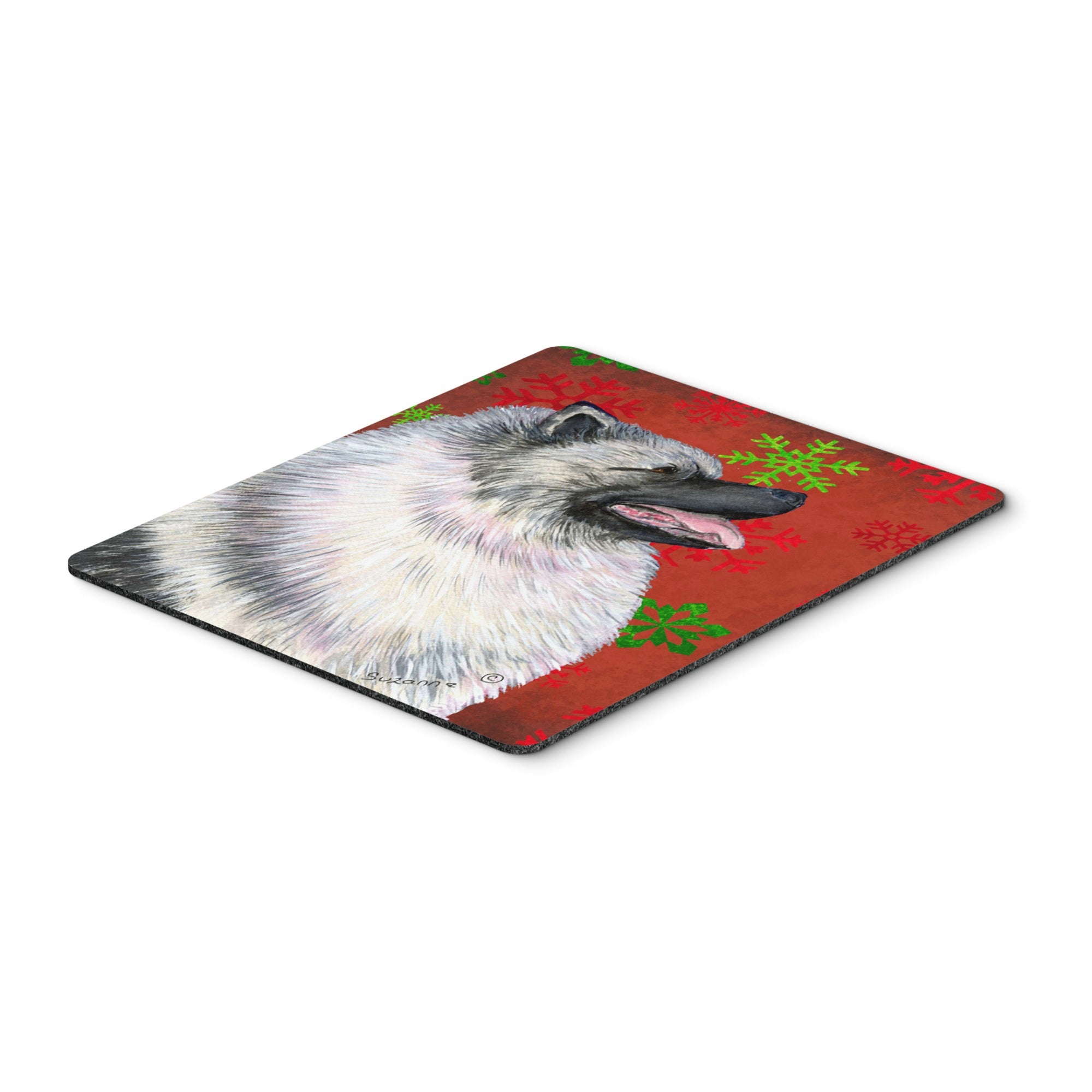 Caroline'S Treasures Keeshond Red & Green Snowflakes Christmas Mouse Pad/Hot Pad/Trivet (Ss4695Mp)