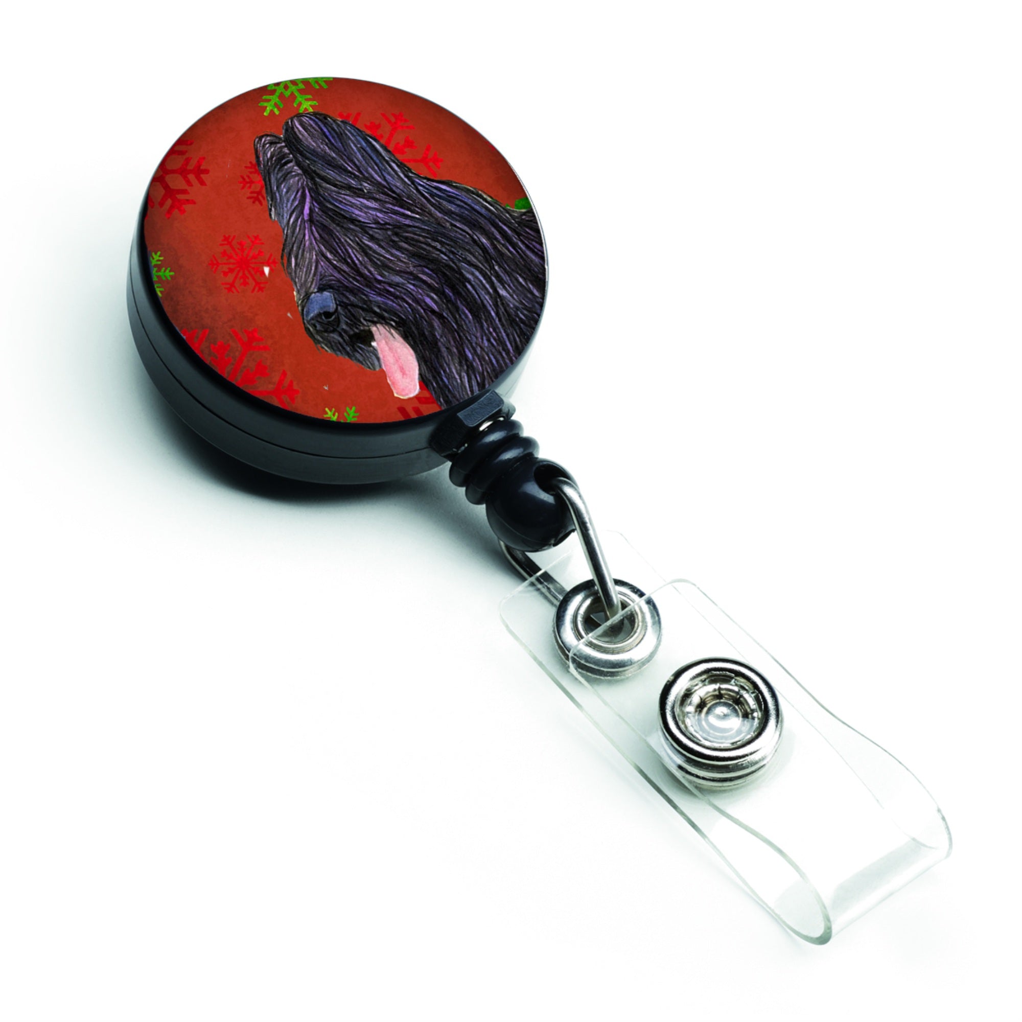 Caroline'S Treasures Briard Red & Green Snowflakes Christmas Retractable Badge Reel, Multicolor (Ss4696Br)