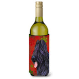 Briard Red And Green Snowflakes Holiday Christmas Wine Bottle Beverage Insulator Beverage Insulator Hugger