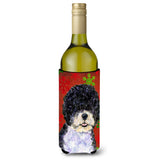 Portuguese Water Dog Red Green Snowflake Christmas Wine Bottle Beverage Insulator Beverage Insulator Hugger