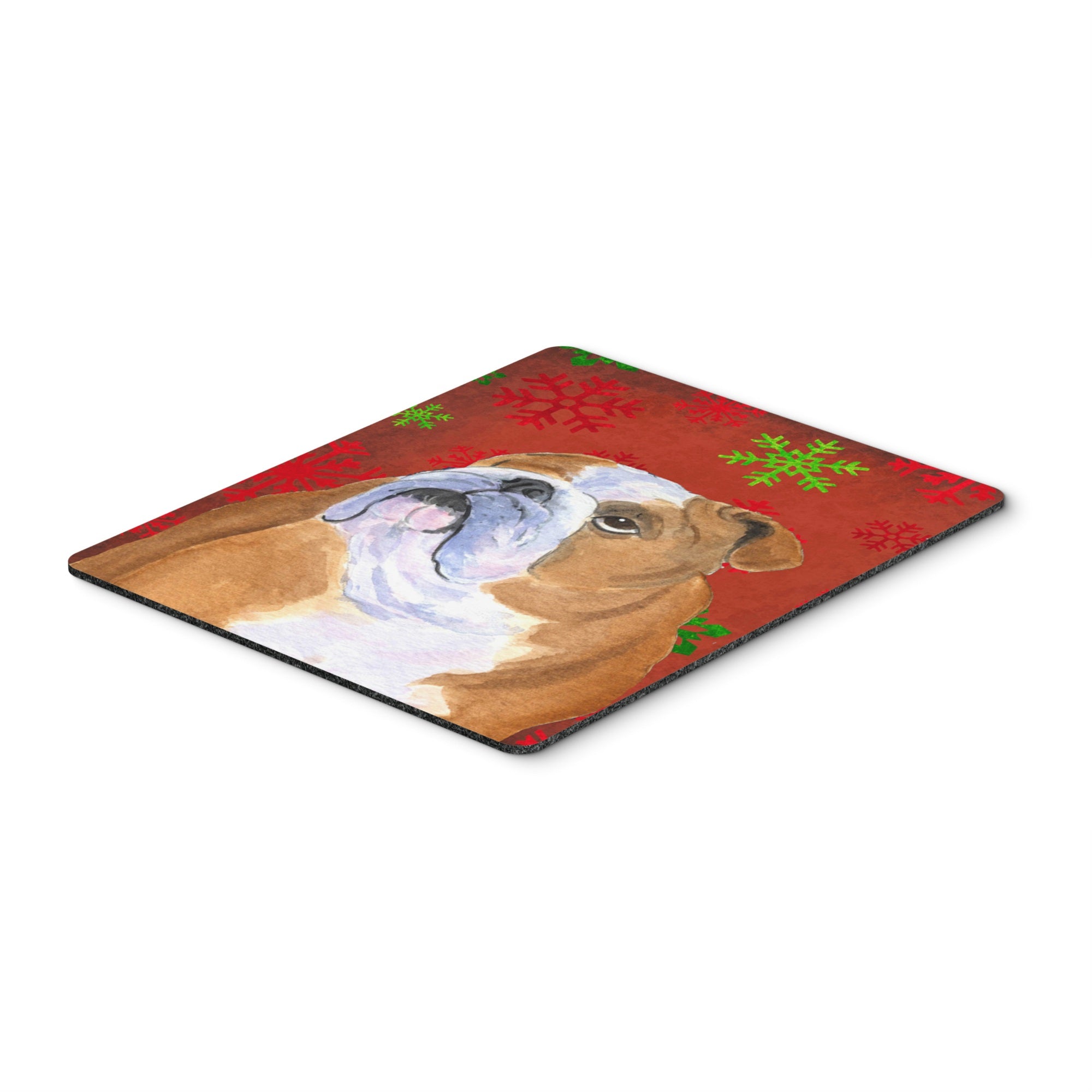 Caroline'S Treasures Bulldog English Red And Green Snowflakes Christmas Mouse Pad, Hot Pad/Trivet (Ss4698Mp)