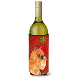 Brussels Griffon Red And Green Snowflakes Holiday Christmas Wine Bottle Beverage Insulator