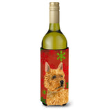 Norwich Terrier Red And Green Snowflakes Holiday Christmas Wine Bottle Beverage Insulator