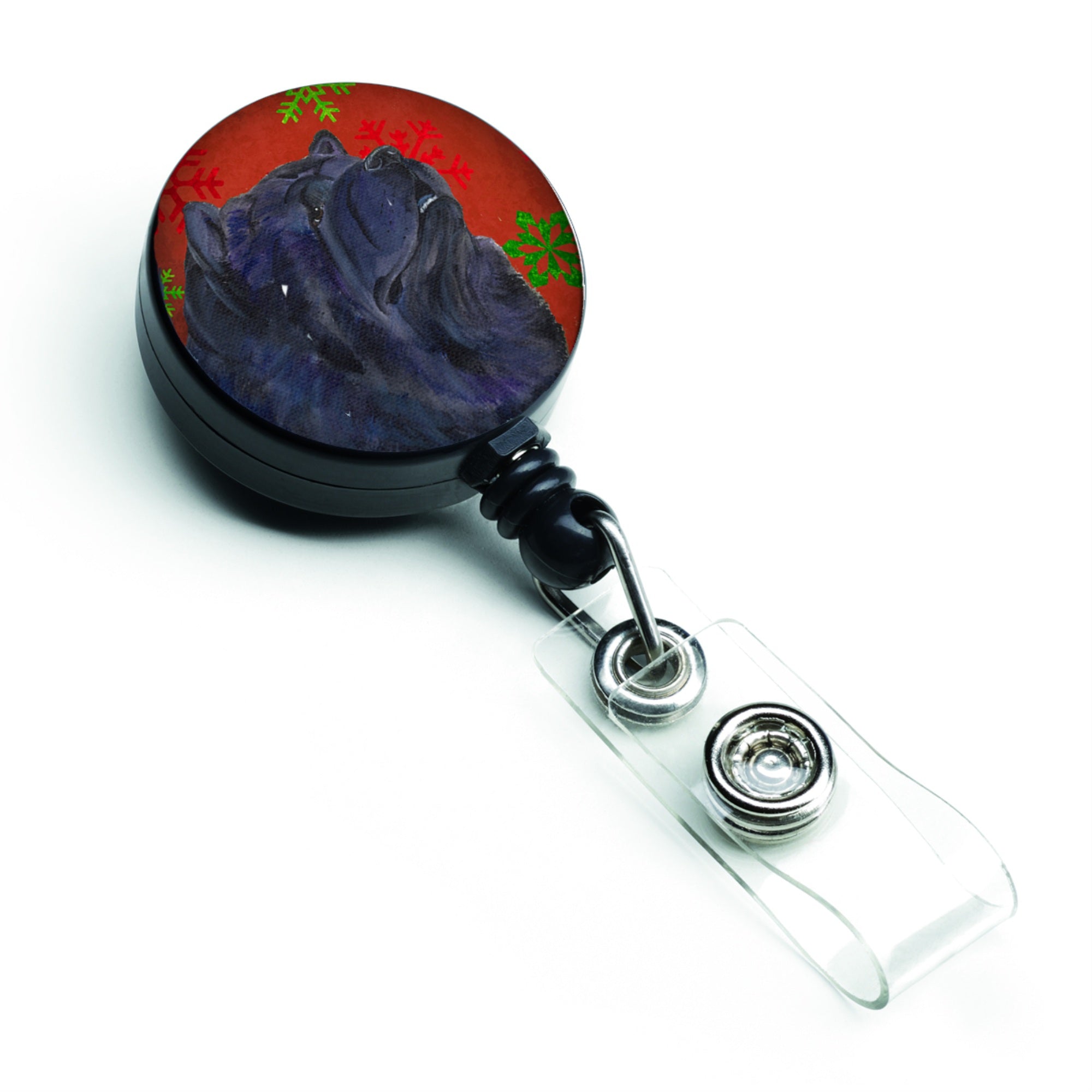 Caroline'S Treasures Chow Chow Red & Green Snowflakes Christmas Retractable Badge Reel, Multicolor (Ss4708Br)